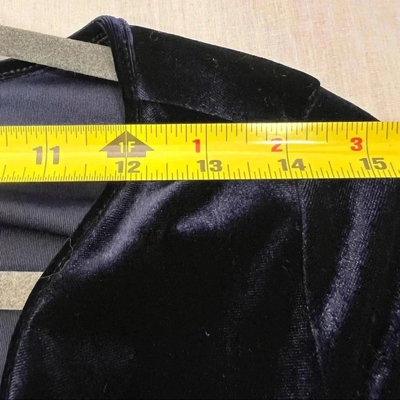 GUBBERRY Womens Velvet Wrap Dress Navy Blues Long Sleeve VNeck Bodycon Ruched M - Picture 10 of 13